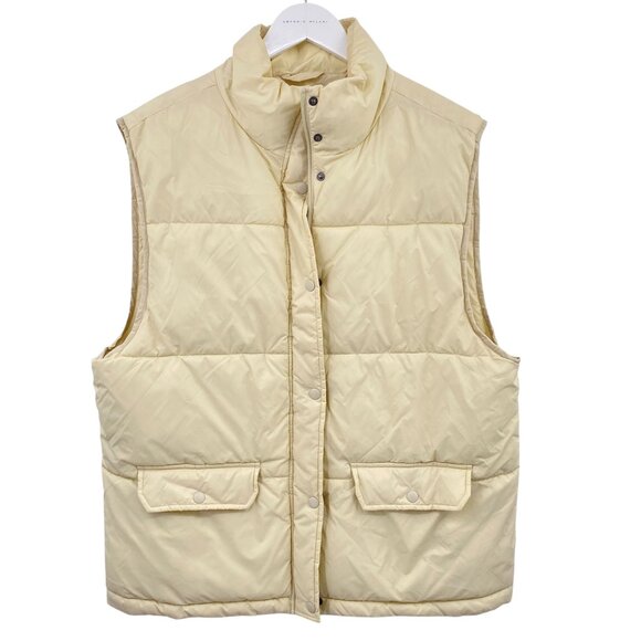Offline by Aerie oversized puffer vest size Medium off white cream quilted nylon - Picture 1 of 13